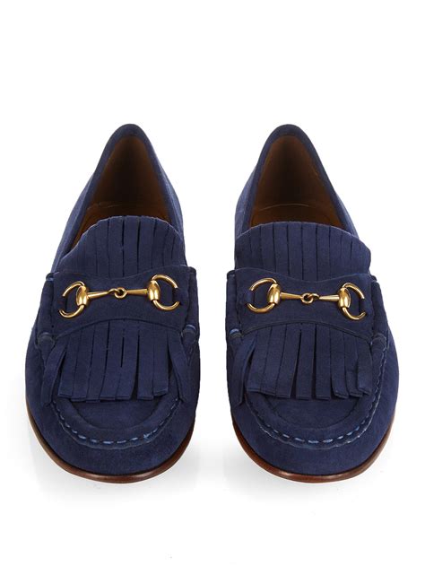 blue gucci loafers leather|Gucci suede loafers women.